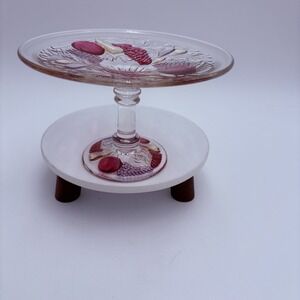 WestMoreland Glass Della Robbia Fruits Small Compote Pedestal Candy Dish VTG